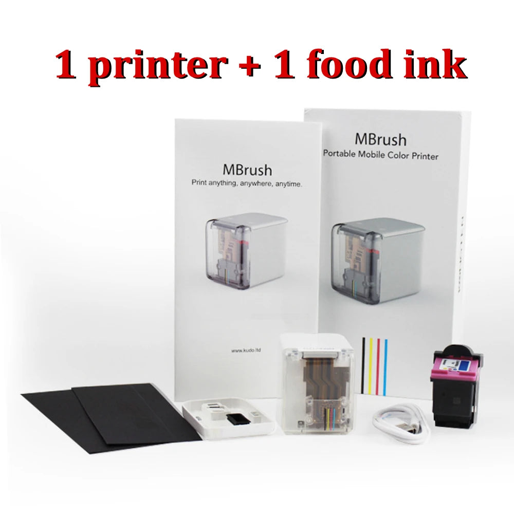 WIFI PrinCube DIY Label Printer Edible Ink Cake Printer Color Mbrush Mini Handheld Food Bread Macaron Coffee Beer Milk Printer