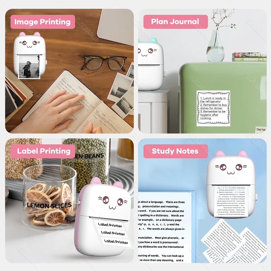 Mini Cute Portable Bluetooth4.0 Thermal Photo Printer 203DPI Wireless Mobile Printer For Deberes Chuleta Cumpleanos Regalo