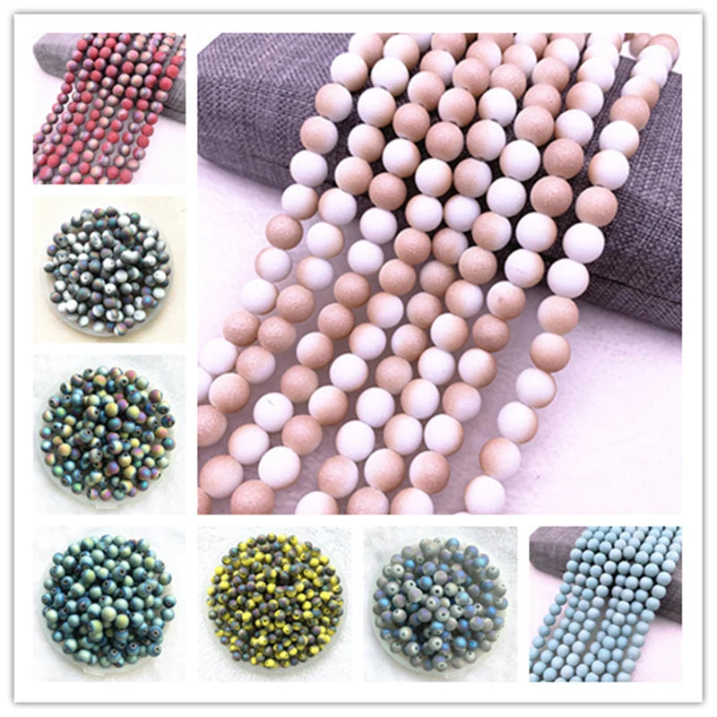 New 6/8mm Austrian Frosted Matt Crystal Glass Beads Loose Spacer Beads Handmade for Jewellery Making DIY Bracelet Necklace #24