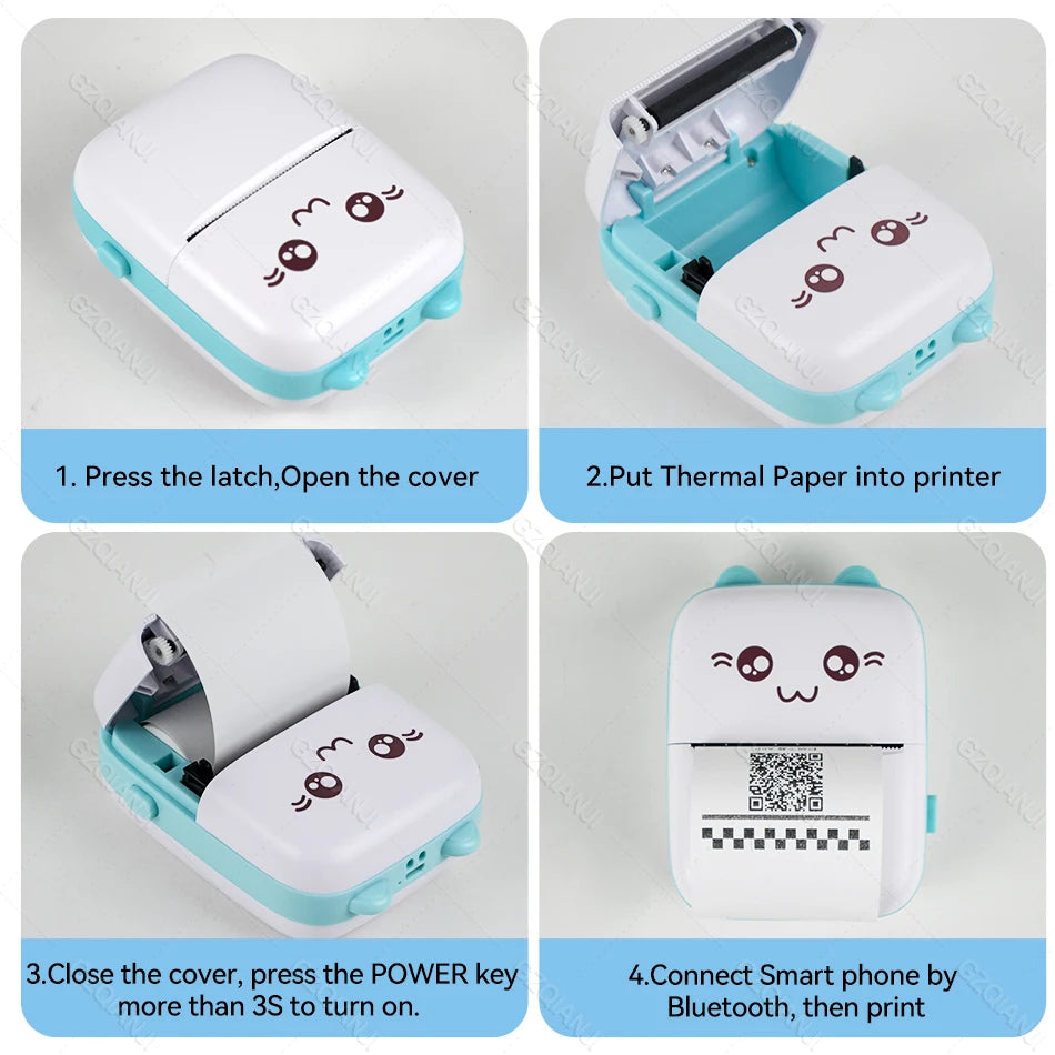Mini Cute Portable Bluetooth4.0 Thermal Photo Printer 203DPI Wireless Mobile Printer For Deberes Chuleta Cumpleanos Regalo