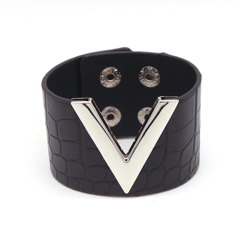 Europe Crack Leather Bracelet For Women Femme All-Match V Word Wide Punk Style Soft Jewellery Cool Wholesale