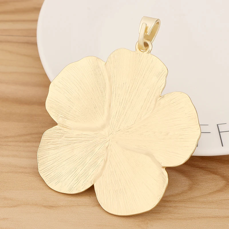 1 Piece Matte Gold Color Large Flower Charms Pendants for Fashion Necklace Jewellery Making Accessories 90x73mm