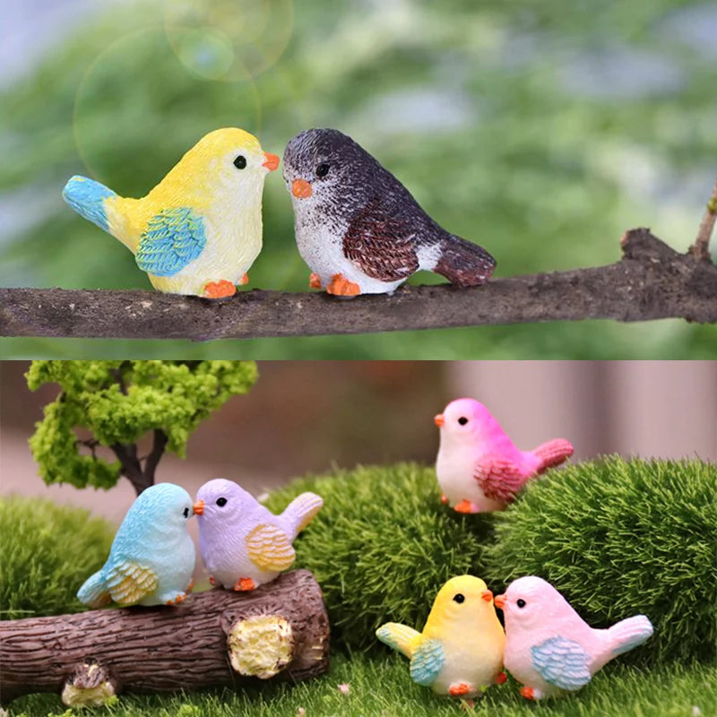 1pcs Artificial Colorful Little Bird figurine Animal Model Home Decor Miniature Fairy Garden Decoration Accessories Modern