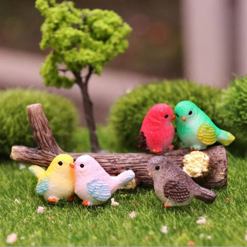 1pcs Artificial Colorful Little Bird figurine Animal Model Home Decor Miniature Fairy Garden Decoration Accessories Modern