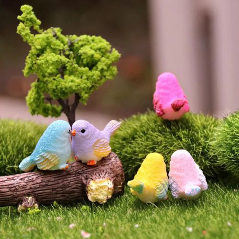 1pcs Artificial Colorful Little Bird figurine Animal Model Home Decor Miniature Fairy Garden Decoration Accessories Modern