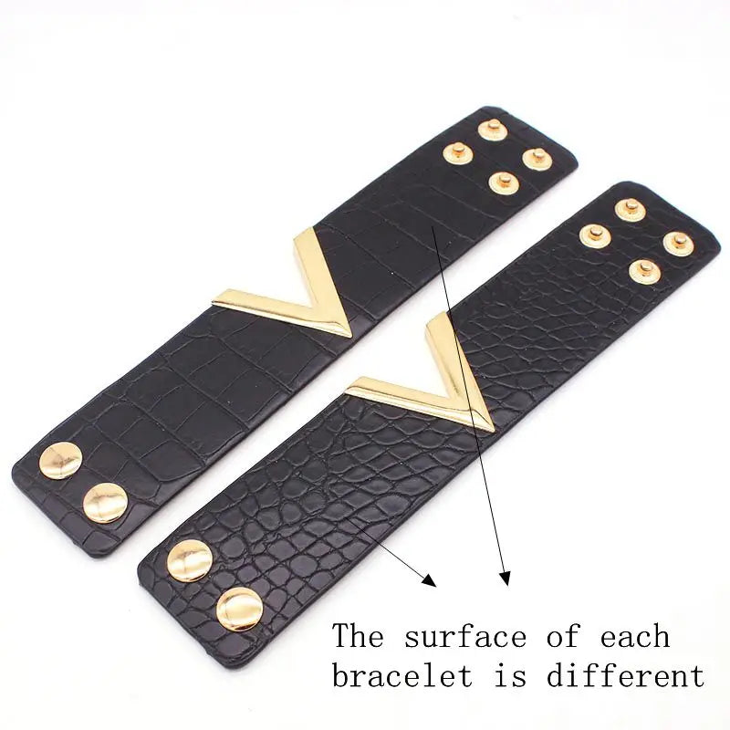 Europe Crack Leather Bracelet For Women Femme All-Match V Word Wide Punk Style Soft Jewellery Cool Wholesale