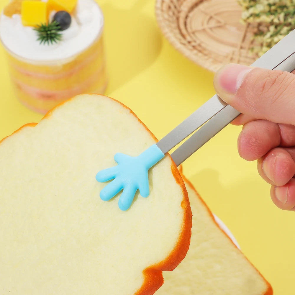Silicone Mini Snack Food Tongs Stainless Steel Non-slip Handles BBQ Bread Ice Cube Clip Home Kitchen Accessories