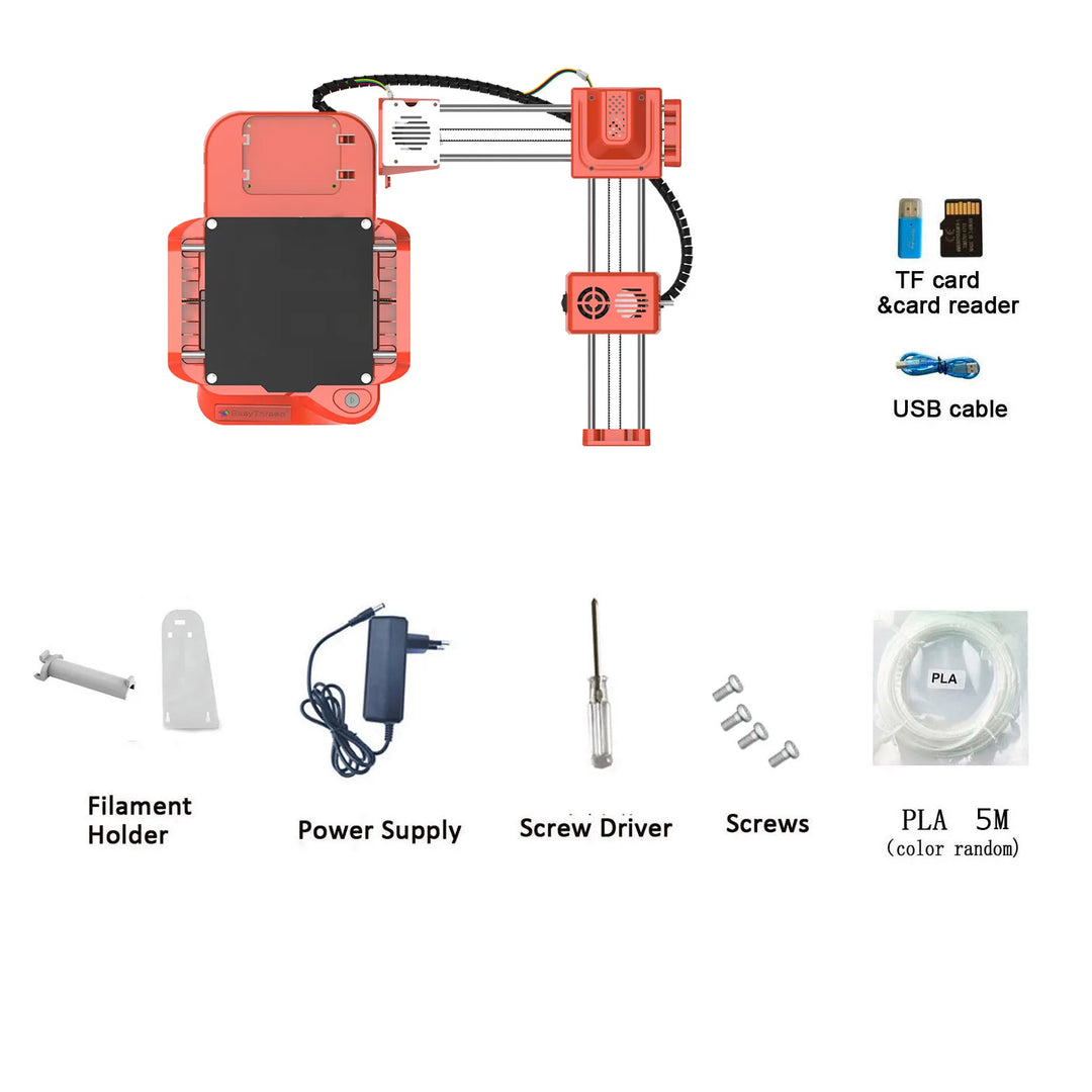EasyThreed K7 3D Mini Printer 100x100x100mm No Heated Bed One-Key Printe with TF Card PLA Filament Simple Small Printing Machine
