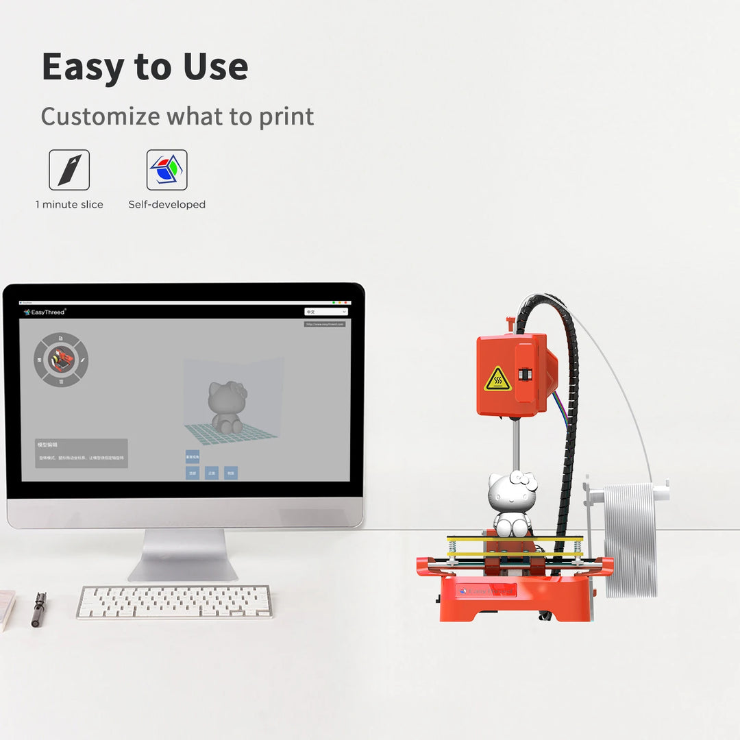 EasyThreed K7 3D Mini Printer 100x100x100mm No Heated Bed One-Key Printe with TF Card PLA Filament Simple Small Printing Machine