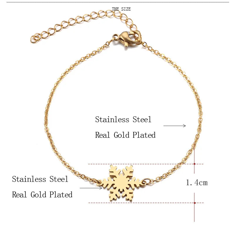 DOTIFI  For Women Stainless Steel Bracelet Snowflake Gold Color Pulseira Feminina Lover Engagement Jewellery