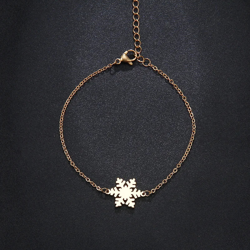 DOTIFI  For Women Stainless Steel Bracelet Snowflake Gold Color Pulseira Feminina Lover Engagement Jewellery