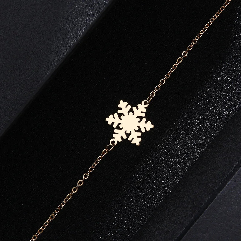 DOTIFI  For Women Stainless Steel Bracelet Snowflake Gold Color Pulseira Feminina Lover Engagement Jewellery