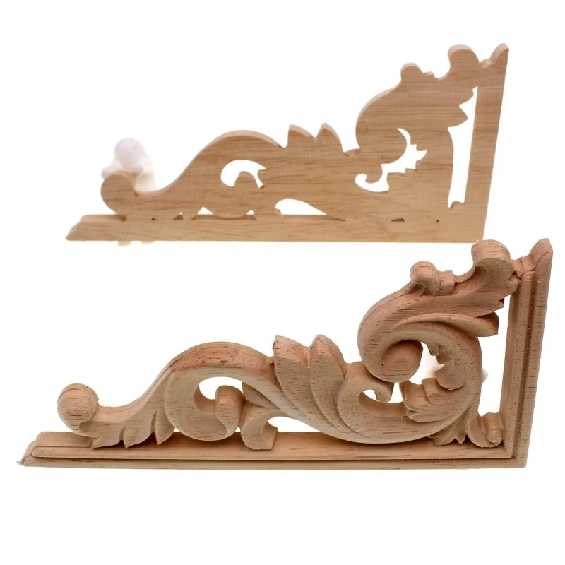 RUNBAZEF Solid Wood Applique Carved Floral Long Flower Furniture Decorative Accessories Home Decoration Accessories Artesanato