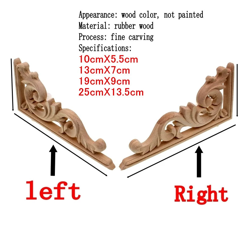 RUNBAZEF Solid Wood Applique Carved Floral Long Flower Furniture Decorative Accessories Home Decoration Accessories Artesanato