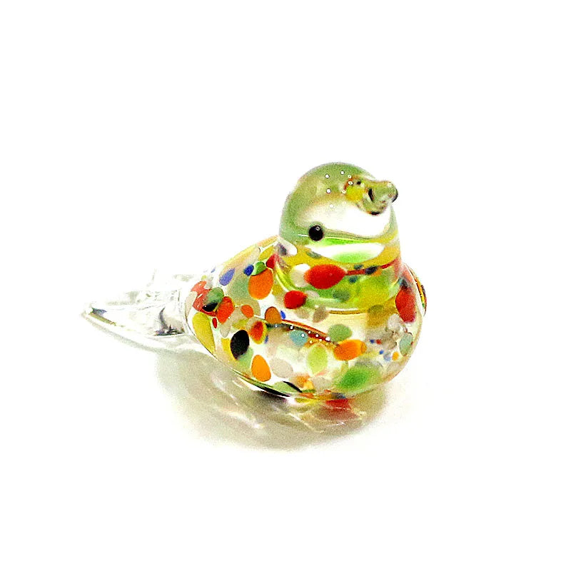 Mini Handmade Glass Bird Figurines Cute Vivid Animal Craft Ornaments New Year Gifts For Kids Home Fairy Garden Decor Accessories