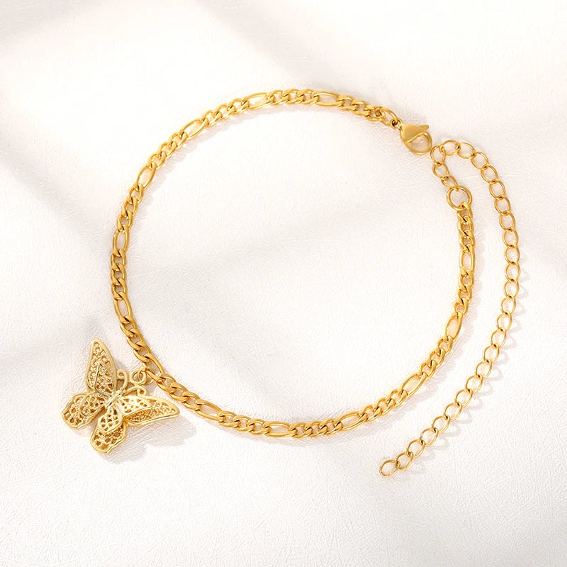 Butterfly Anklet Stainless steel Ankle Bracelet Boho Beach Anklets for Women Sandals Foot Bracelets Female Jewelry Gift