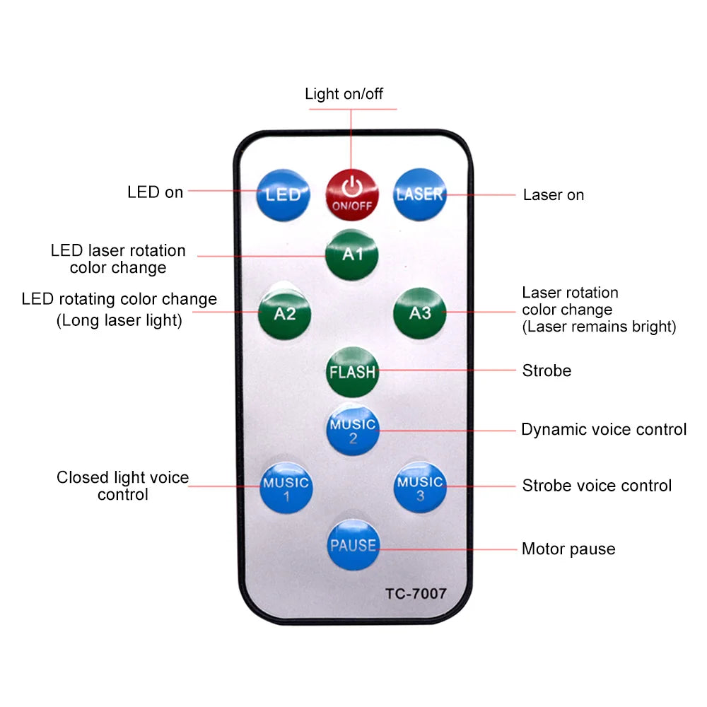 LED Party Light DJ Disco Ball Light RGB Projector Laser Lamp Sound Activated Stage Light Remote Control Strobe Lamp for Bar KTV