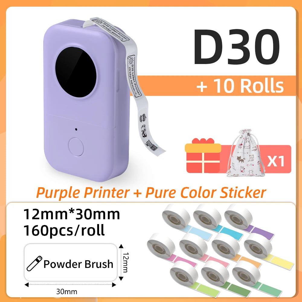 Phomemo D30 Wireless Label Maker Mini Thermal Label Printer Portable Inkless Printing Sticker Printer for Home Schllo Office