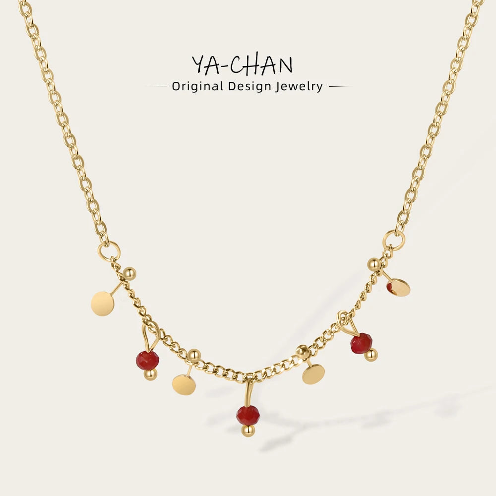 YACHAN Stainless Steel Chains Splice Charm Necklace for Women 18K Gold Plated Chains Charms Necklaces Trendy Jewellery Gift