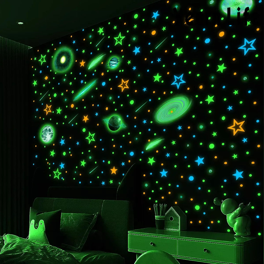 Luminous Stars Dots Planet Wall Sticker for Baby Kids Room Bedroom Home Decoration Decals Glow In The Dark Stickers Accessories