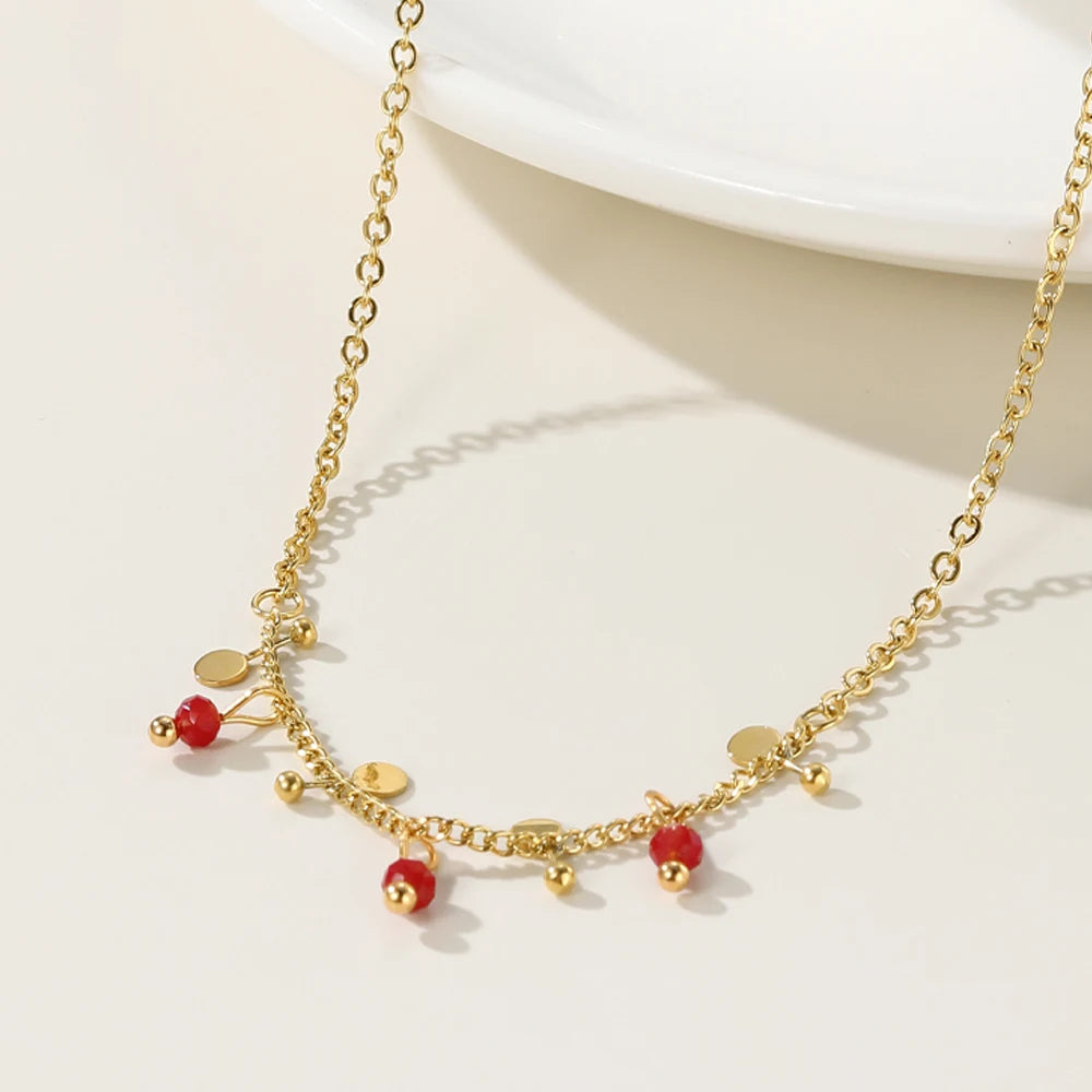 YACHAN Stainless Steel Chains Splice Charm Necklace for Women 18K Gold Plated Chains Charms Necklaces Trendy Jewellery Gift