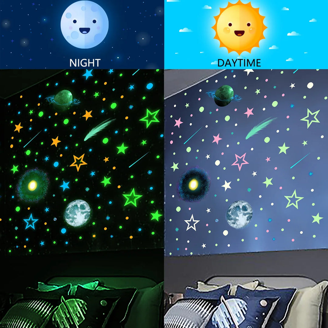 Luminous Stars Dots Planet Wall Sticker for Baby Kids Room Bedroom Home Decoration Decals Glow In The Dark Stickers Accessories