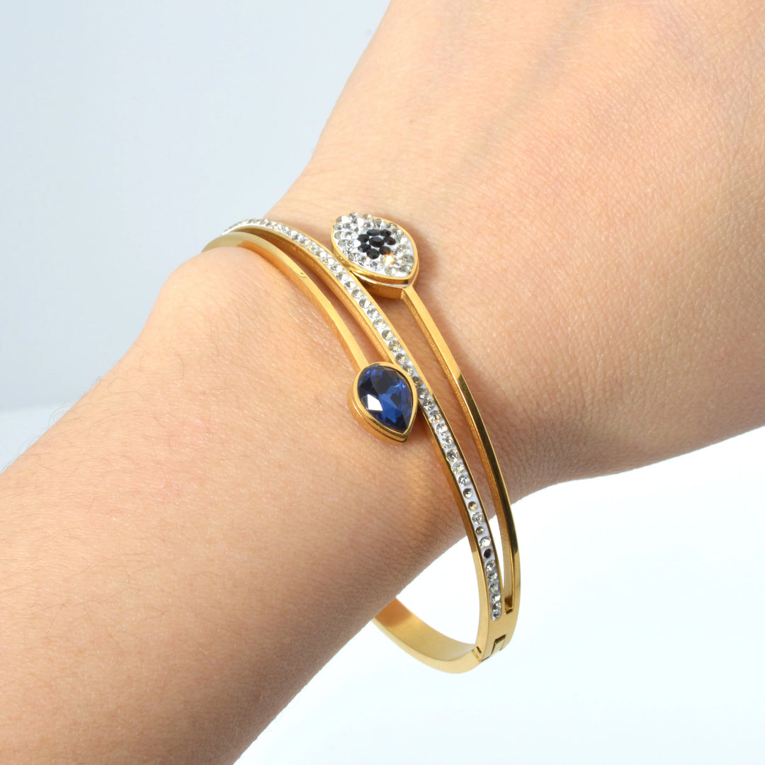 Sunny Jewelry Stainless Steel Bracelets Geometric Charm Bangle Men Women Gold Color Snake Evil Eyes Hand Jewellery Party Gift