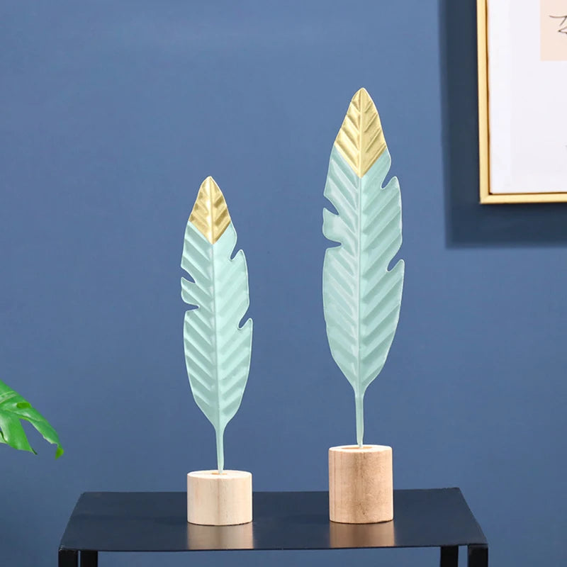 Nordic Creative Iron Feather Figure Ornaments Figurines Home Decoration Accessories for Living Room Ornaments for Home Decor