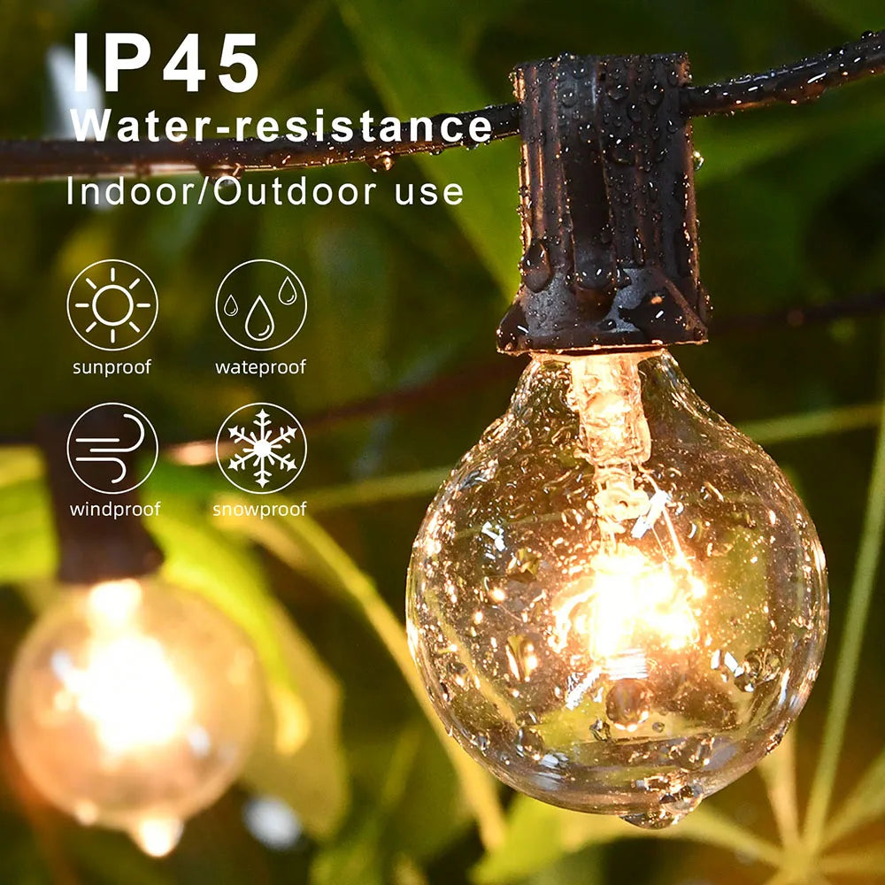 G40 Outdoor Light Garland 30M 15M Festoon String Lights Street Garlands Christmas Garland Backyard Garden Wedding Light Garlands