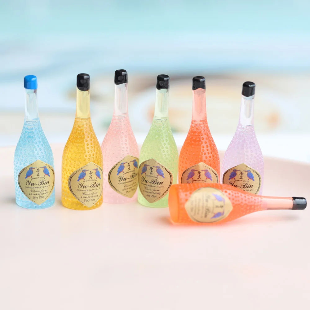 10Pc DIY 1:12 Miniature Simulation Resin Wine Bottle Room Desk Decor Home Decoration Accessories For Phone Shell Furniture Model