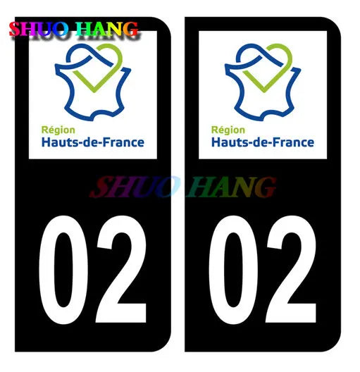 Sticker License Plate No. Car 02 Aisne 59 Nord 62 Pas De Calais 80 Somme Noir C Black&F Europe Vinyl Car Accessories Decal PVC