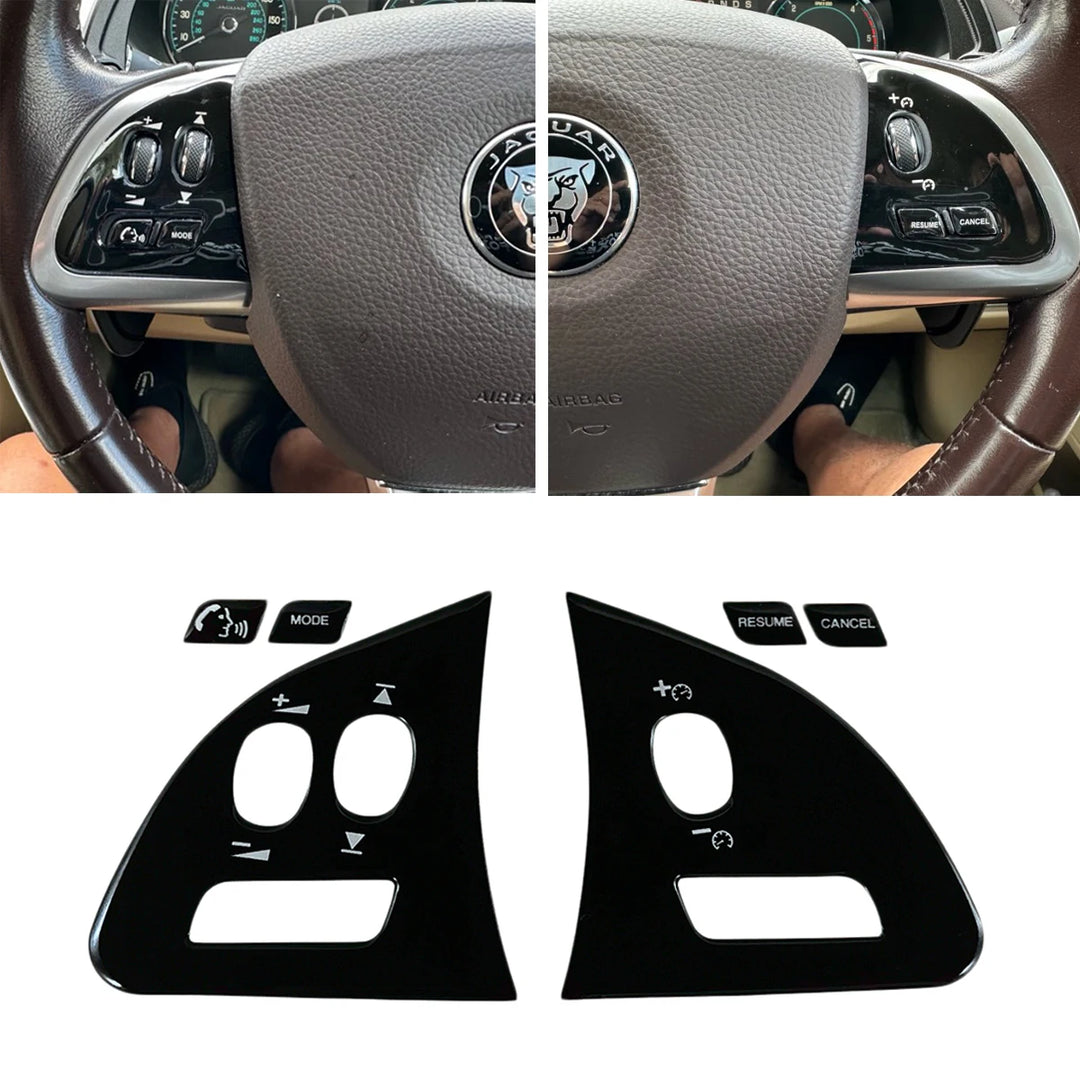 For Jaguar XF Button Stickers Black Covers For Jaguar X250 Car Accessories Interior AC Switch Repair Decals For Steering Wheel