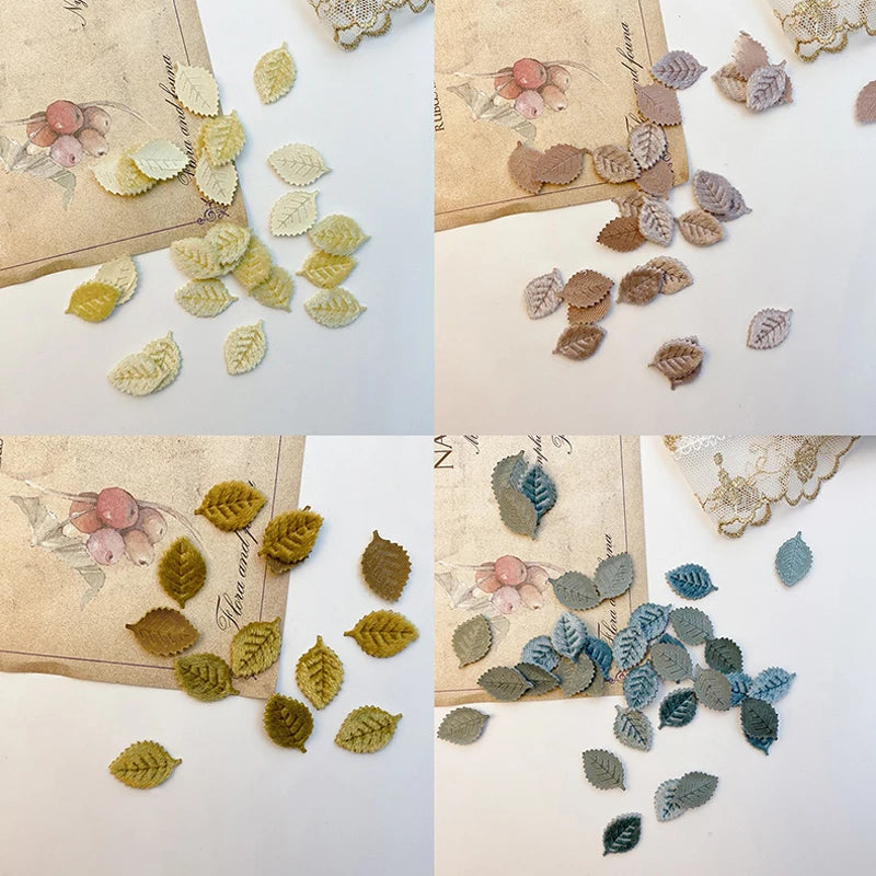 20Pcs Fake Tree Leaf Mini Velvet Artificial Leaves For Wedding Home Decorations DIY Handmade Wreath Scrapbooking Craft Accessory
