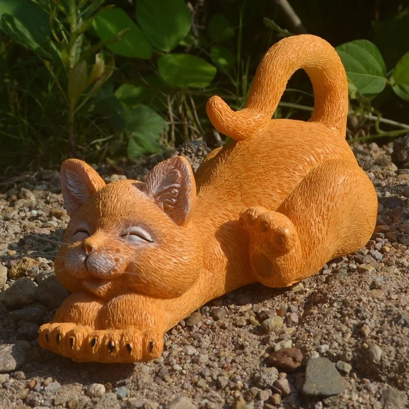 Kawaii Figurine Resin Charms Smiling Cat Home Decoration Ornaments Figurines Miniatures Crafts Mini Garden Accessories