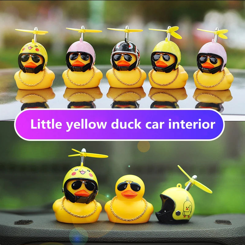 Helmet Bicycle Broken Wind Yellow Mini Duck Car Accessories Interior Decor Bath Duck Doll Motorcycle Duckling Motocross Ducky