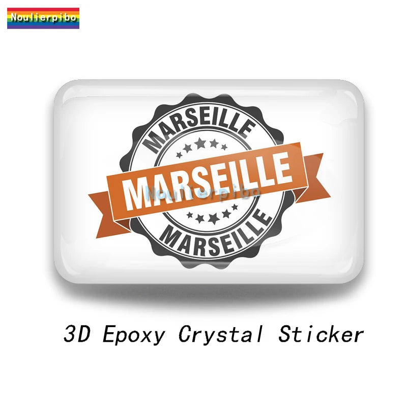 3D Personalized Epoxy Dome Decals Marseille Vinyl Decals Motorcycle Helmet Car Decorative Accessories Mobile Phone Decals