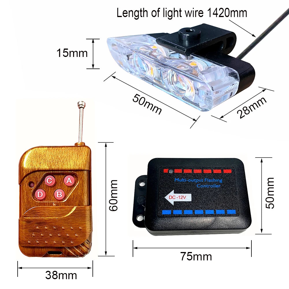 2 LED Vehicle Clip Signal Light Universal Car Front Grille Emergency Strobe Light Police Flashing Warning Lamp DIY accessories