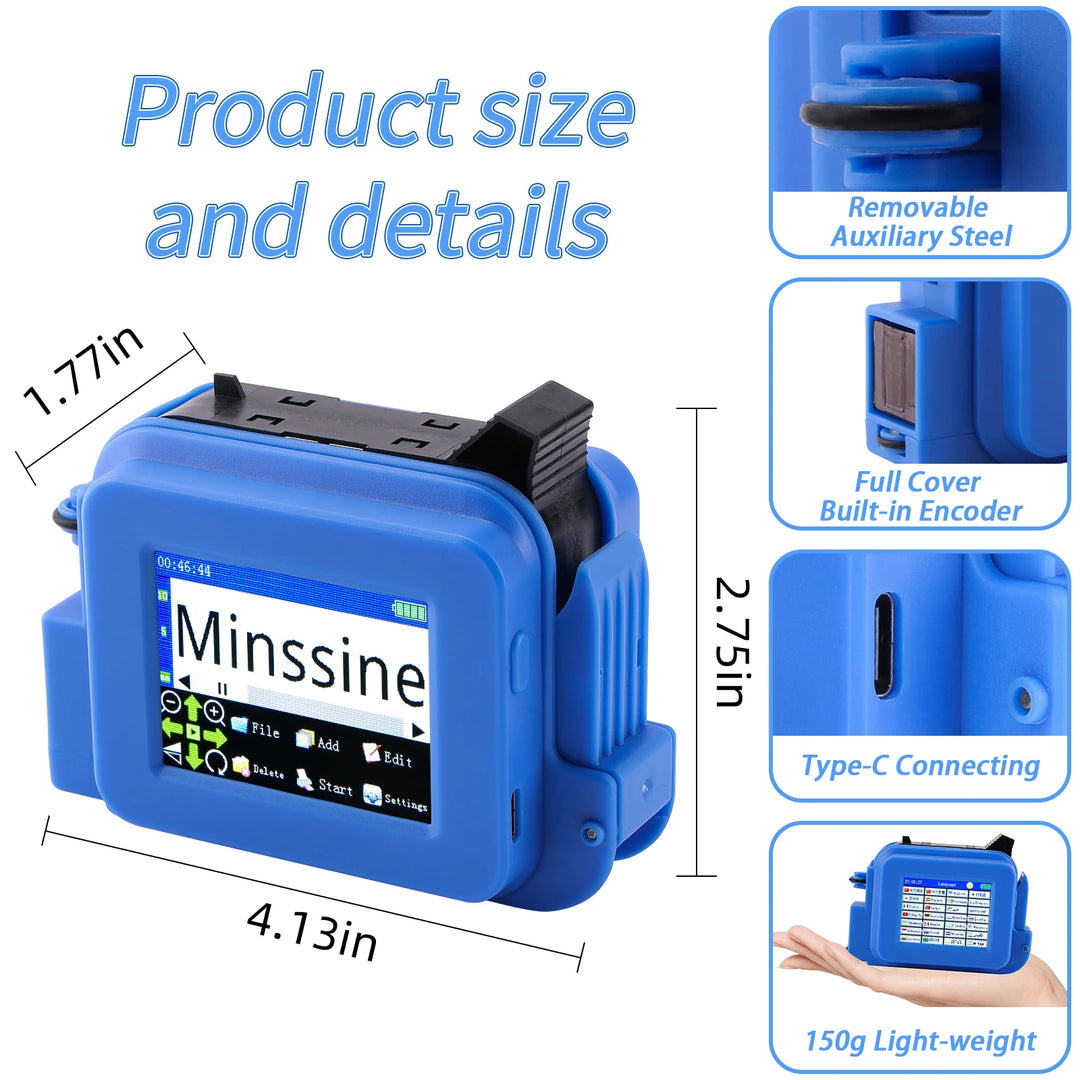 12.7mm Nozzle Mini Handheld Inkjet Printer QR Barcode Batch Date Number Logo Expiry Date Coding Machine Non-encrypted Portable