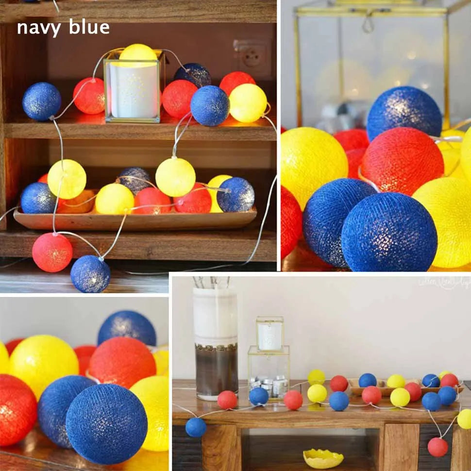 20 Leds Cotton Balls Lights LED Fairy Garland Ball Light for Home Kid Bedroom Christmas Party Garden Holiday Lighting Decoration