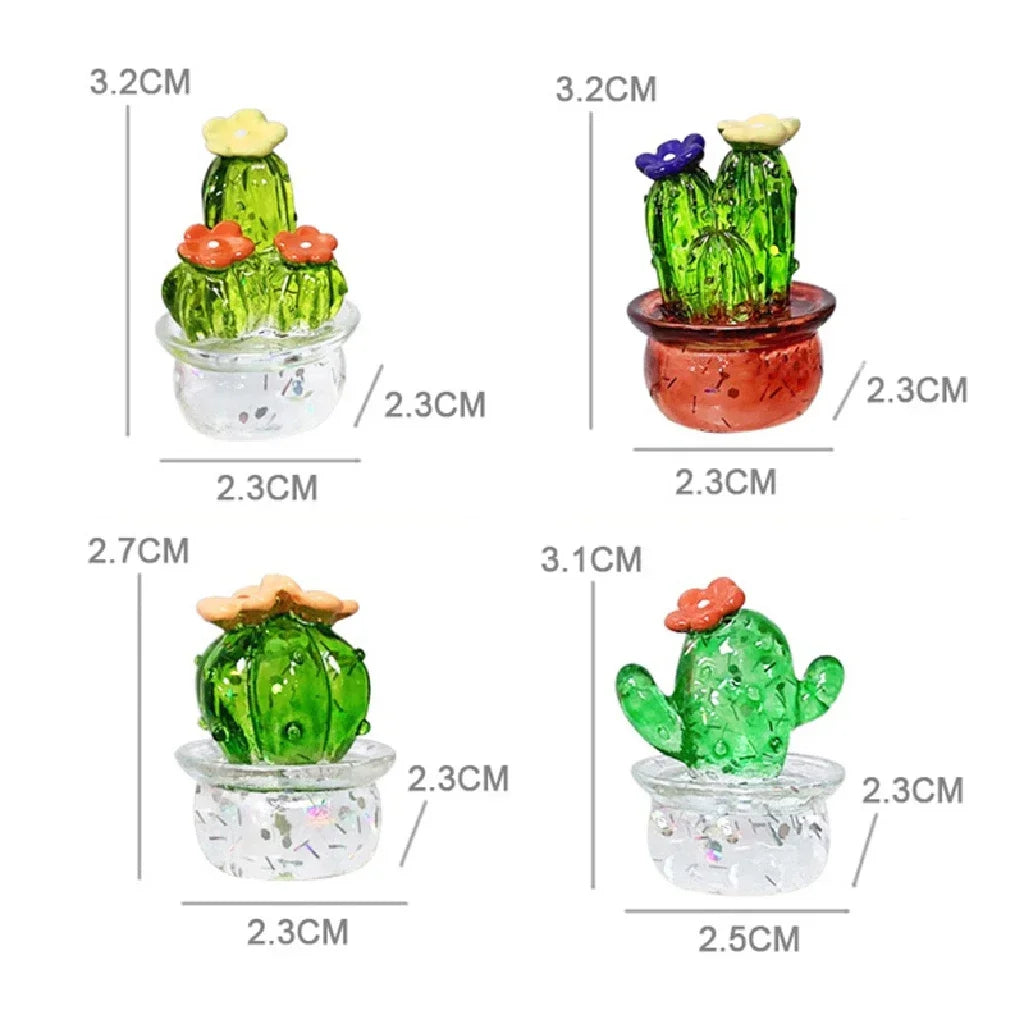 Creative Simulation Cactus  Plant Decor Transparent Fleshy Car Computer Decoration Ornaments Decorative Crafts Home Accessories