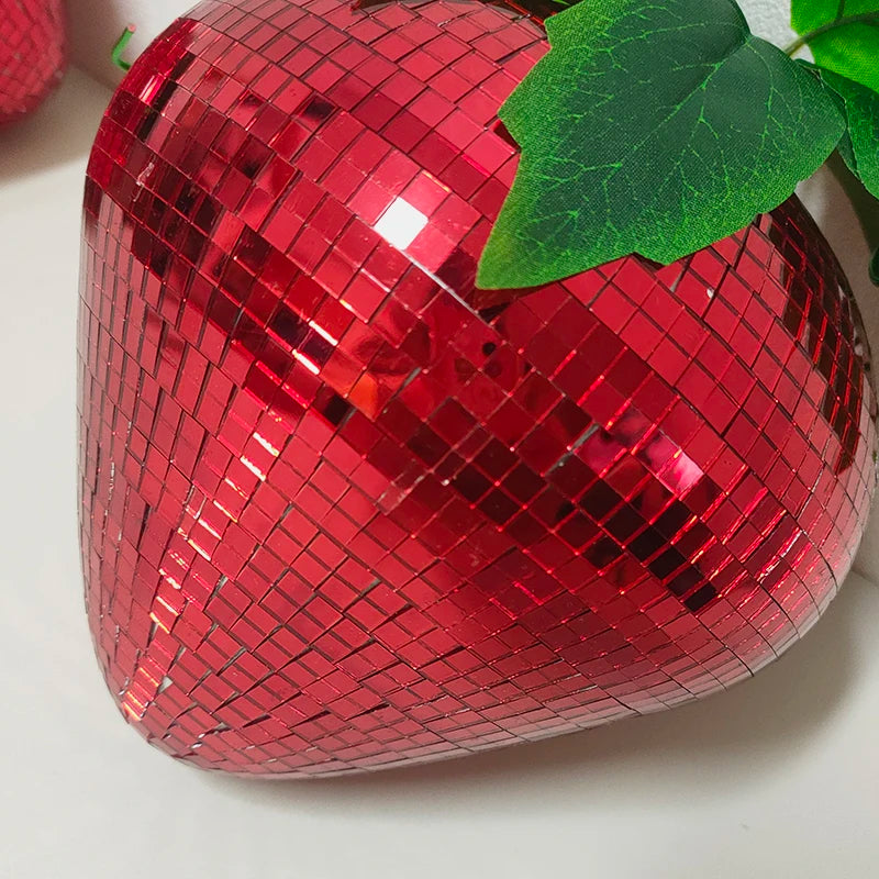 New Creative Home Creative Disco Retro Mirror Strawberry Ornaments Fruit Decoration Party Accessories With Customizable Colors