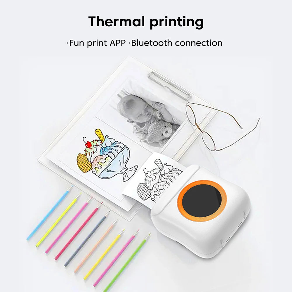 Mini Portable Printer Thermal Label Printer Self-adhesive Sticker Color Paper Wireless Bluetooth Print For Phones Photo Printing