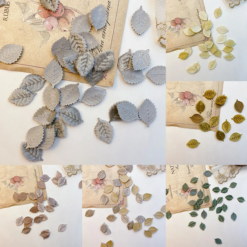 20Pcs Fake Tree Leaf Mini Velvet Artificial Leaves For Wedding Home Decorations DIY Handmade Wreath Scrapbooking Craft Accessory