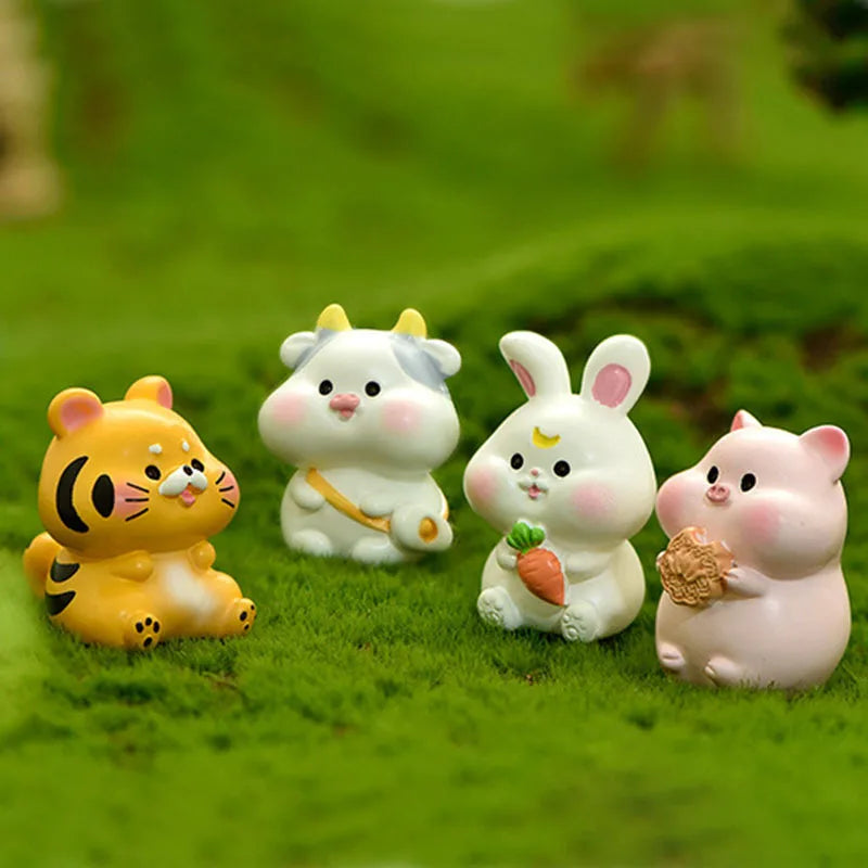 Zodiac Signs Figurine Micro Landscape Diy Home Decor Rabbit Miniature Fairy Garden Ornament Decoration Accessories Modern Figure