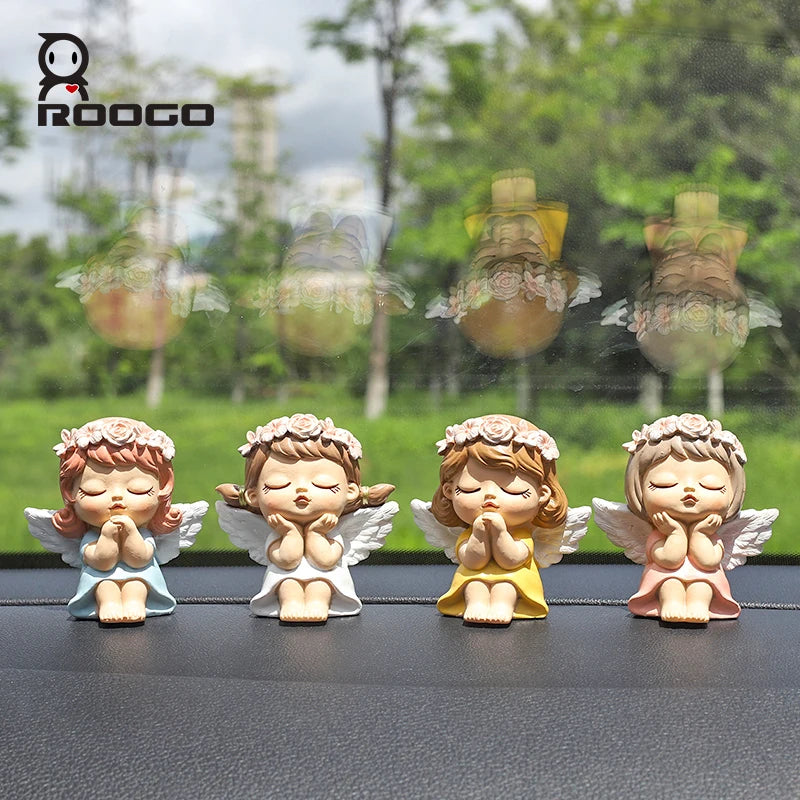 ROOGO Resin Angel Figurine Statue Cute Fairy Miniature Ornament Home Decorations Accessories Sculpture for Cake Home Garden