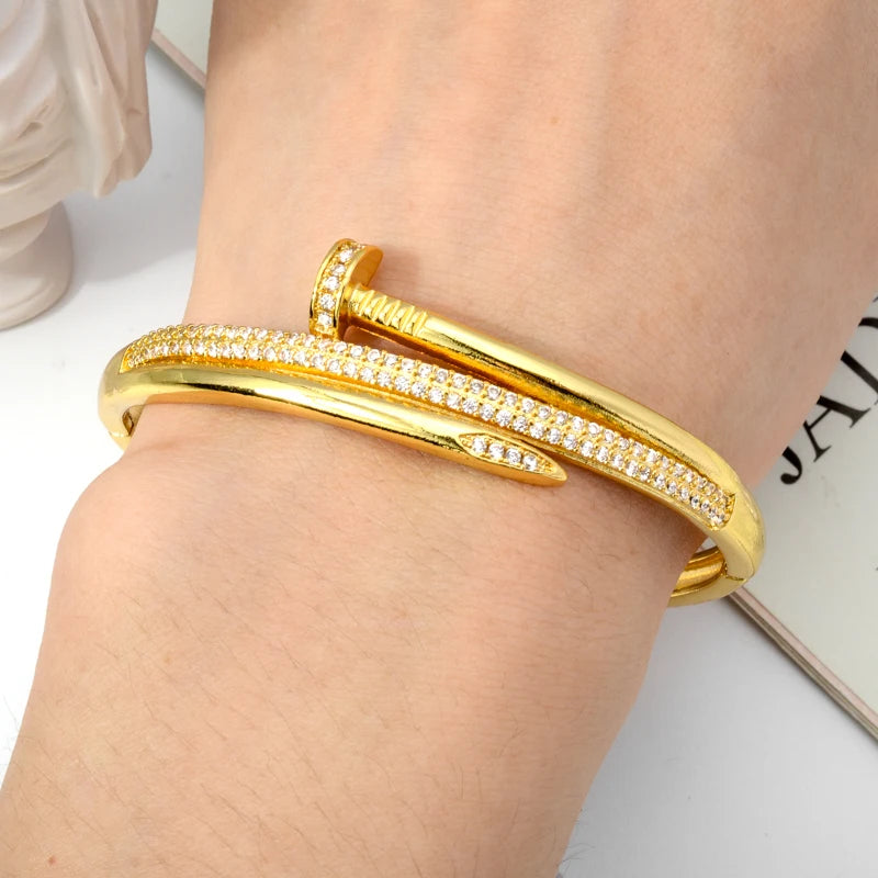 ZEADear Fashion Jewelry Zircon Bracelet 18K Gold Plated Snake Geometry Twist Copper Bangle Punk Women Men Hand Jewellery Gift