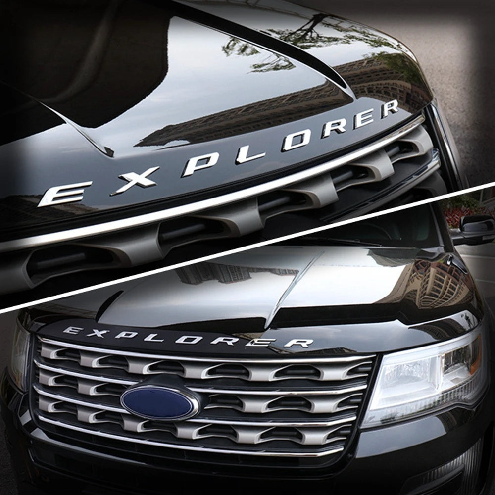 3D ABS Logo EXPLORER Letters Emblem Car Front Hood Bonnet Badge For Ford EXPLORER Sticker 2013 2015 2016 2017 2018 Accessories