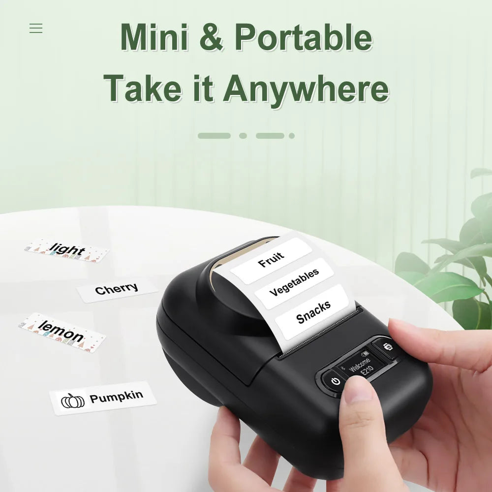 E210 Portable Sticker Printer Mini Wireless Bluetooth Thermal Label Printer DIY Adheisve Label Sticker Similar as Niimbot B21