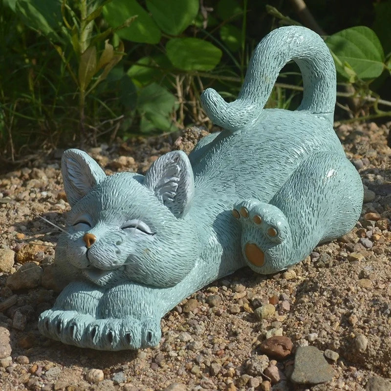Kawaii Figurine Resin Charms Smiling Cat Home Decoration Ornaments Figurines Miniatures Crafts Mini Garden Accessories