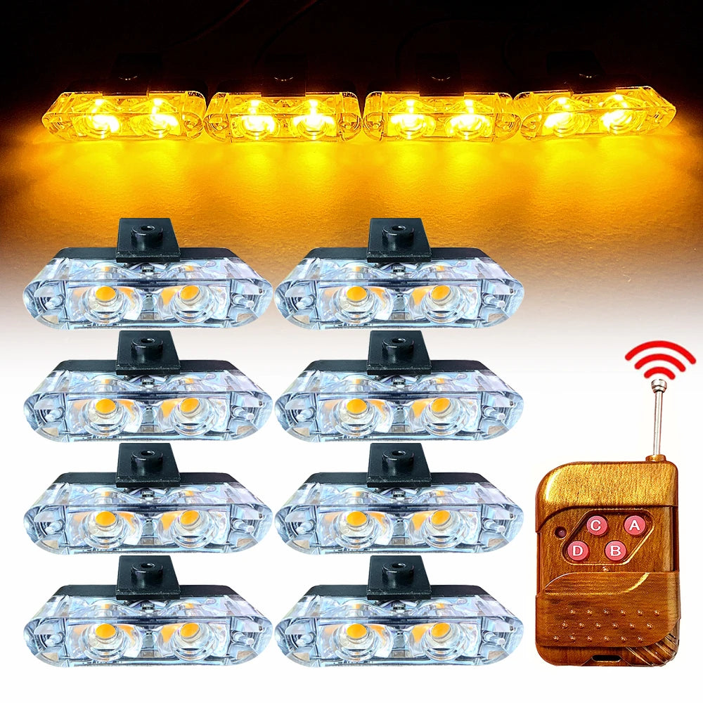 2 LED Vehicle Clip Signal Light Universal Car Front Grille Emergency Strobe Light Police Flashing Warning Lamp DIY accessories
